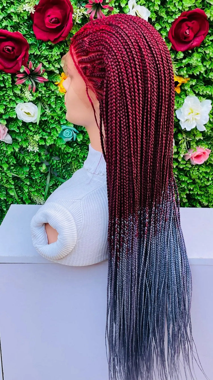 AFRICAN BRAIDED CONROW WIGS ON 13*4 FRONTAL LACE CLOSURE - d.glitterzwigs