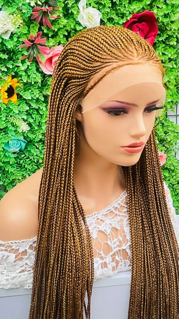AFRICAN BRAIDED CONROW WIGS ON 13*6 FRONTAL LACE CLOSURE - d.glitterzwigs