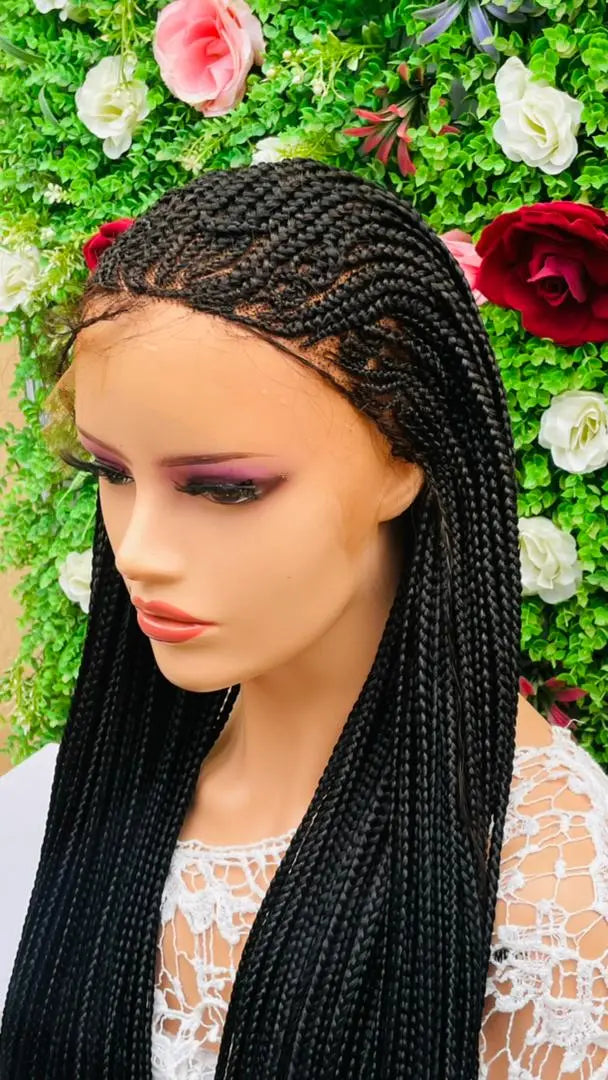 AFRICAN BRAIDED CONROW WIGS ON 13*6 FRONTAL LACE CLOSURE - d.glitterzwigs