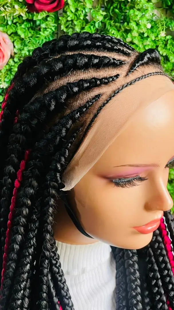 AFRICAN BRAIDED CONROW WIGS ON 13*6 LACE CLOSURE - d.glitterzwigs