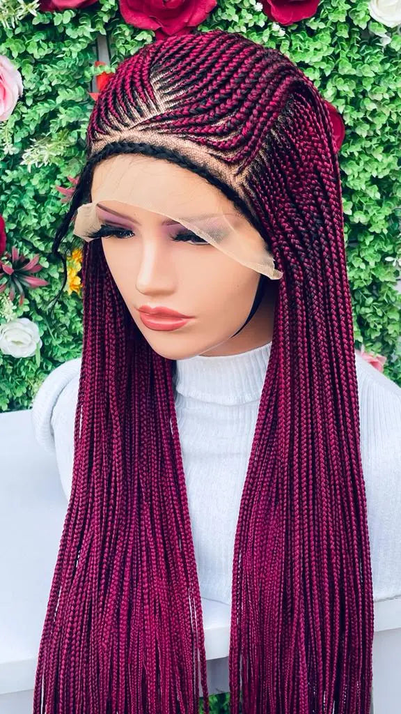 AFRICAN BRAIDED CONROW WIGS ON FRONTAL LACE CLOSURE - d.glitterzwigs
