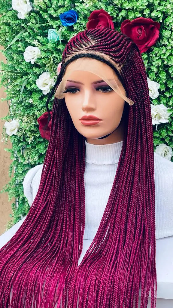 AFRICAN BRAIDED CONROW WIGS ON FRONTAL LACE CLOSURE - d.glitterzwigs