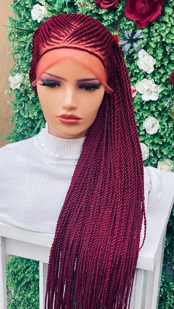 AFRICAN BRAIDED CONROW WIGS ON FRONTAL LACE CLOSURE - d.glitterzwigs