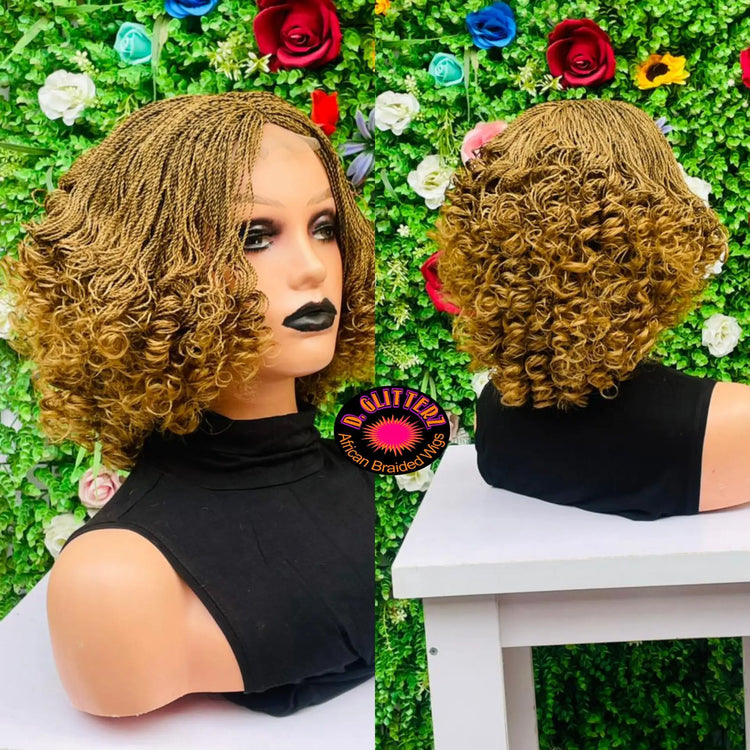 AFRICAN BRAIDED SHORT CURLY TINY TWIST ON 2"4 LACE CLOSURE - d.glitterzwigs