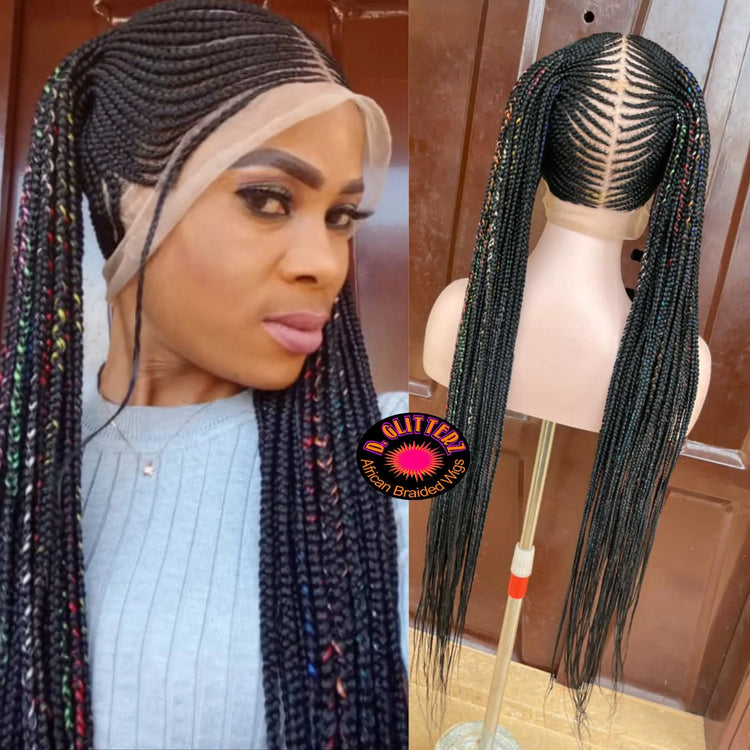 AFRICAN BRAIDED TWO PONYTAIL WIGS ON FULL LACE CLOSURE - d.glitterzwigs