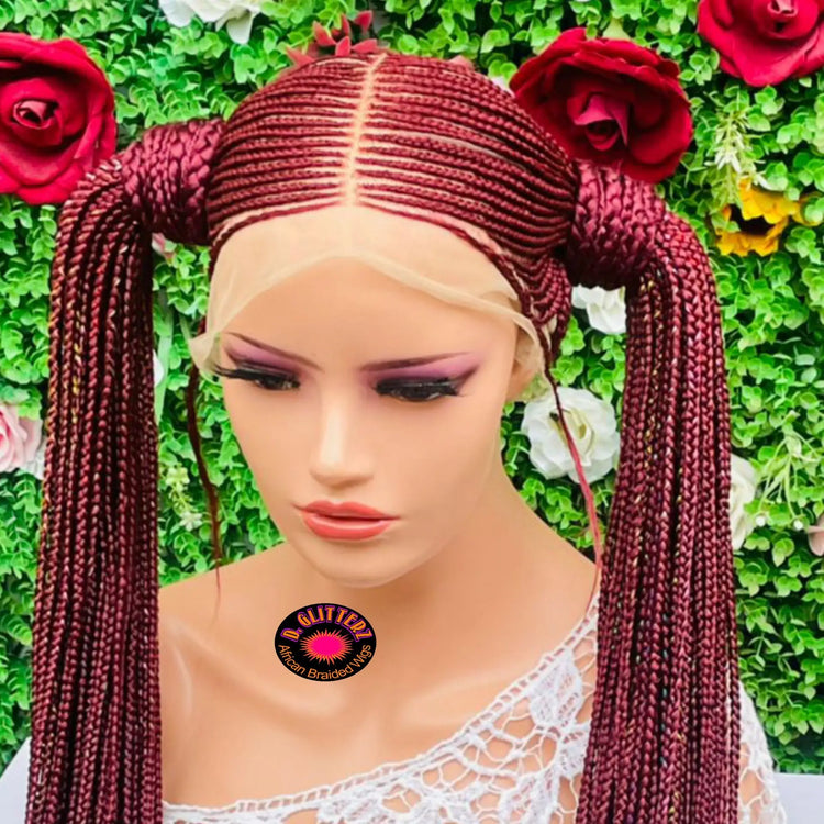AFRICAN BRAIDED TWO PONYTAIL WIGS ON FULL LACE CLOSURE - d.glitterzwigs