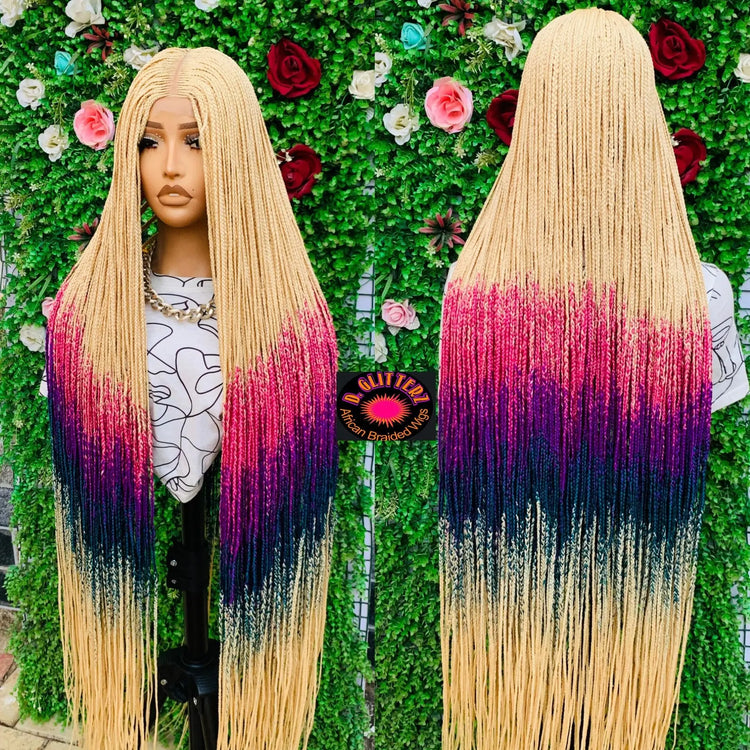 HALF CLOSURE BRAIDED CONROW WIGS ON 2*4 LACE CLOSURE - d.glitterzwigs