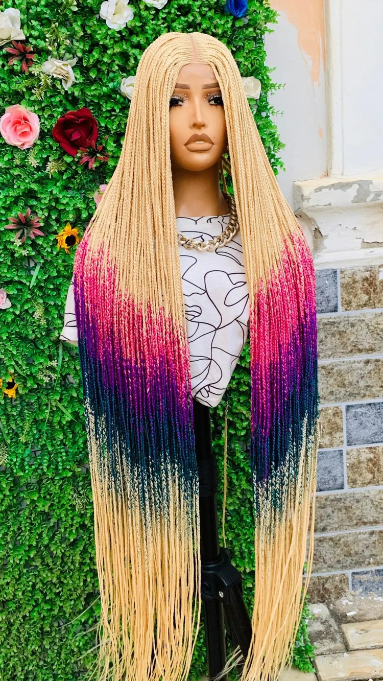 HALF CLOSURE BRAIDED CONROW WIGS ON 2*4 LACE CLOSURE - d.glitterzwigs