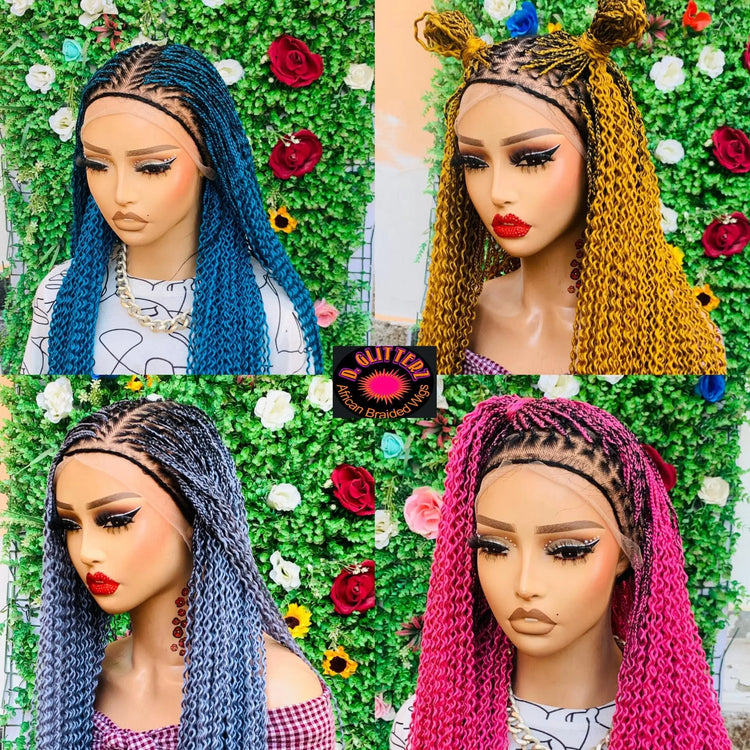 KNOTLESS WATERMELON BRAIDED WIGS ON 13*6 FRONTAL LACE CLOSURE - d.glitterzwigs