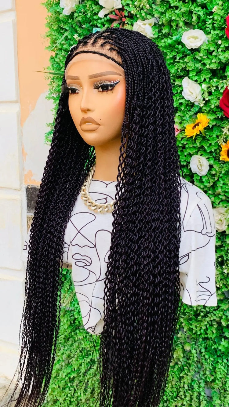 KNOTLESS WATERMELON BRAIDED WIGS ON 13*6 FRONTAL LACE CLOSURE - d.glitterzwigs