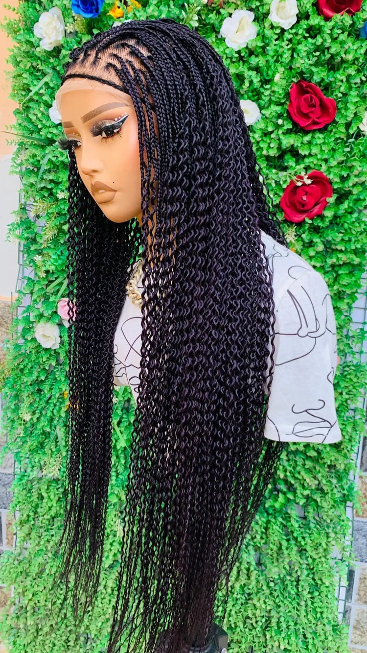 KNOTLESS WATERMELON BRAIDED WIGS ON 13*6 FRONTAL LACE CLOSURE - d.glitterzwigs