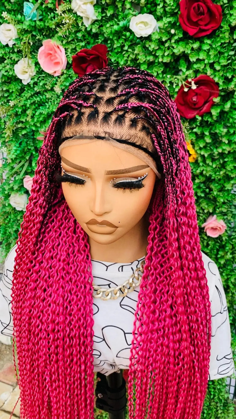 KNOTLESS WATERMELON BRAIDED WIGS ON 13*6 FRONTAL LACE CLOSURE - d.glitterzwigs