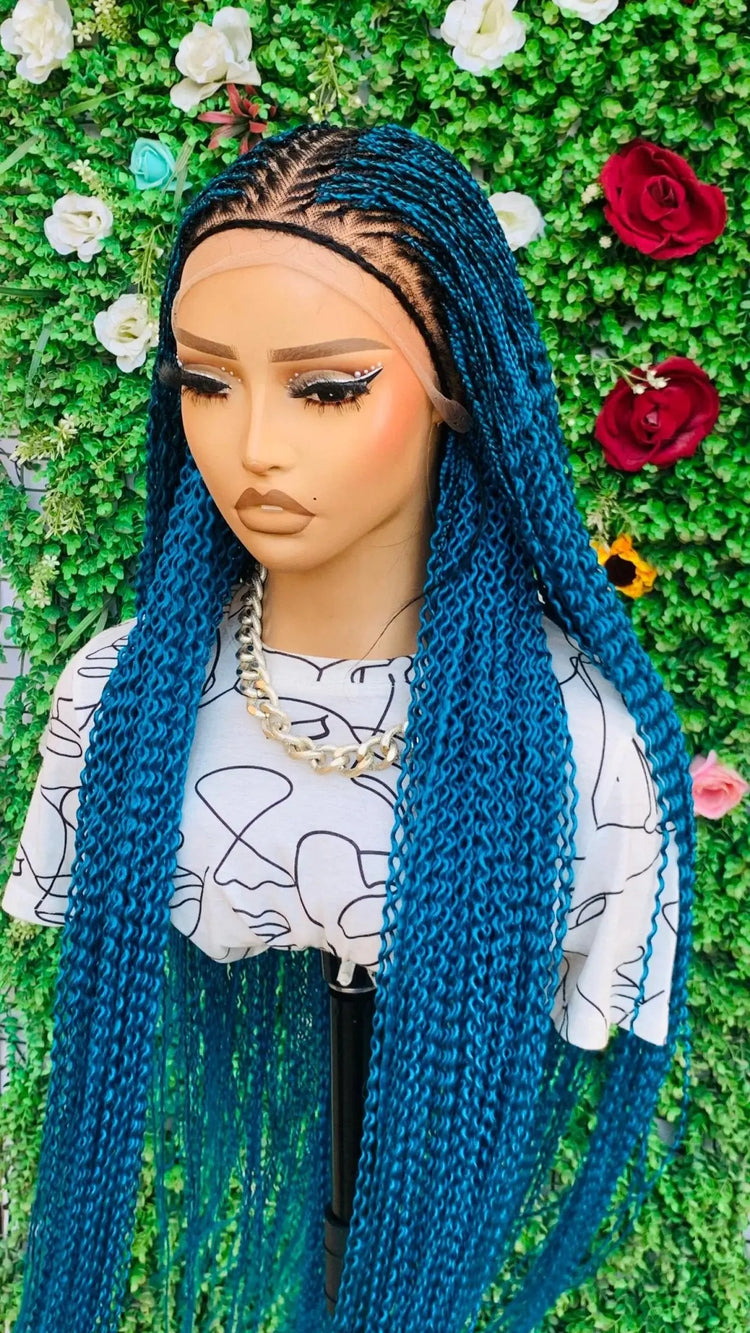 KNOTLESS WATERMELON BRAIDED WIGS ON 13*6 FRONTAL LACE CLOSURE - d.glitterzwigs