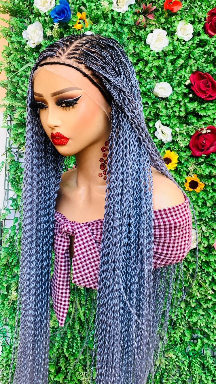 KNOTLESS WATERMELON BRAIDED WIGS ON 13*6 FRONTAL LACE CLOSURE - d.glitterzwigs