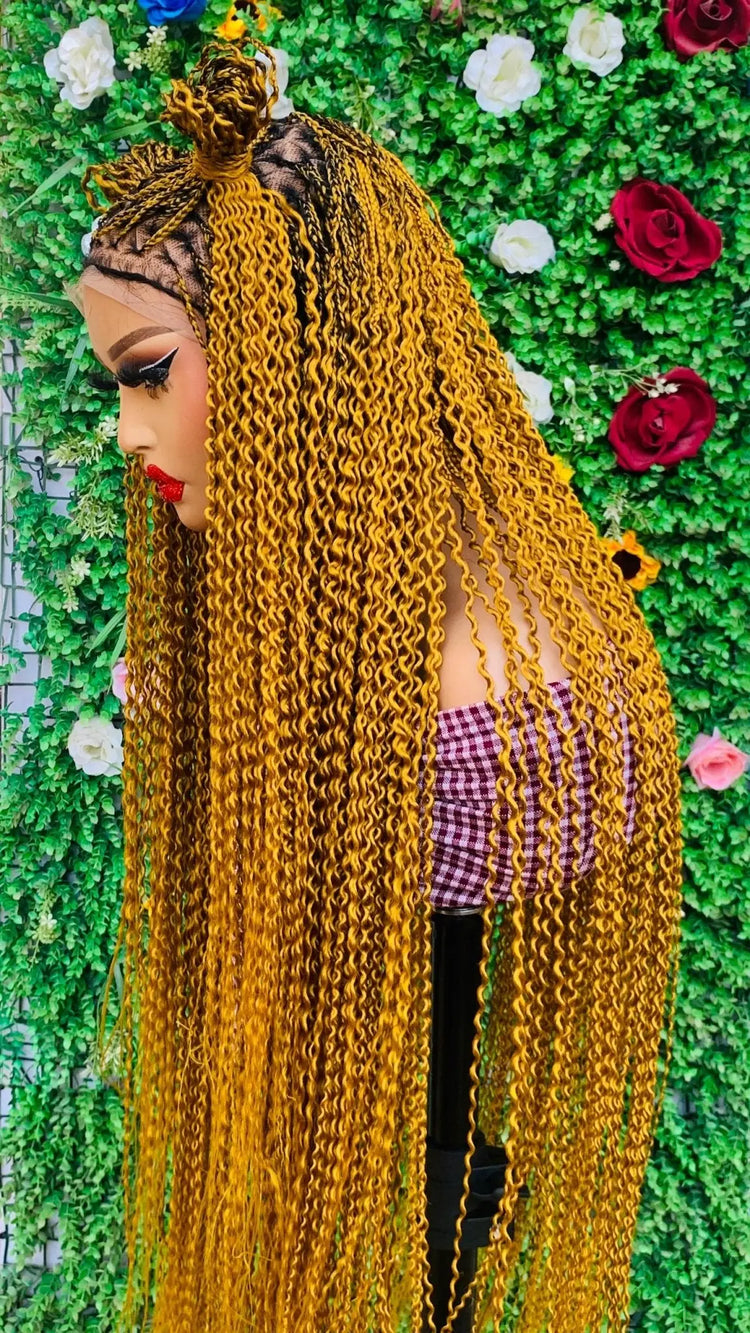 KNOTLESS WATERMELON BRAIDED WIGS ON 13*6 FRONTAL LACE CLOSURE - d.glitterzwigs