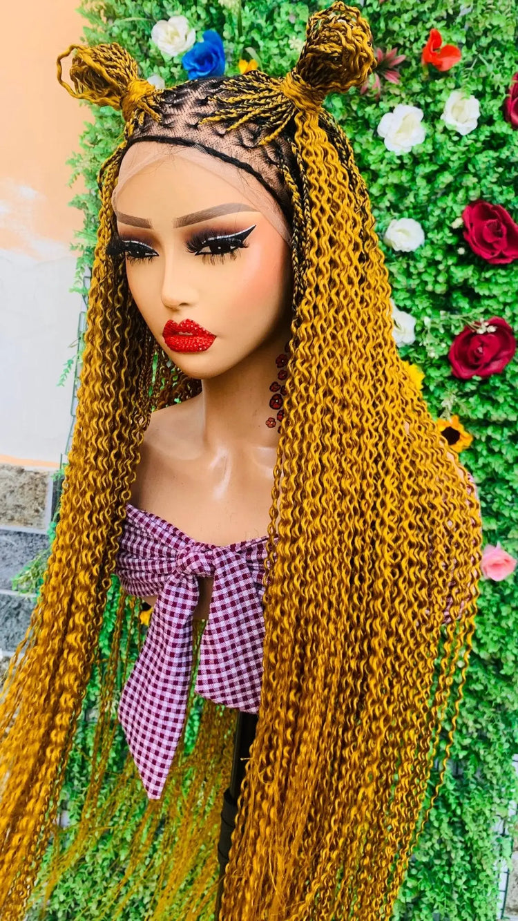 KNOTLESS WATERMELON BRAIDED WIGS ON 13*6 FRONTAL LACE CLOSURE - d.glitterzwigs