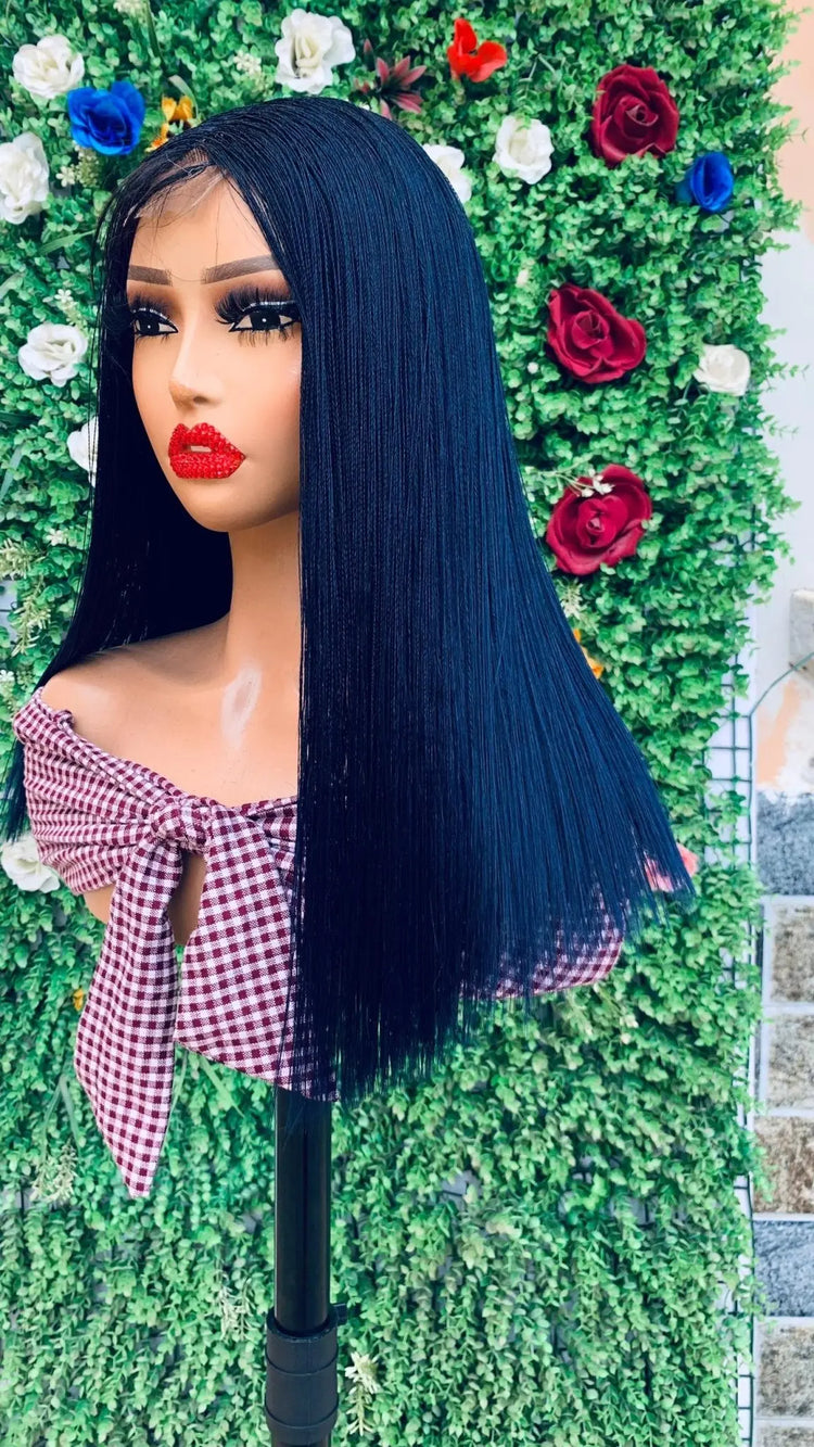 NANO BRAIDED BLUNT CUT WIGS ON HALF LACE CLOSURE - d.glitterzwigs