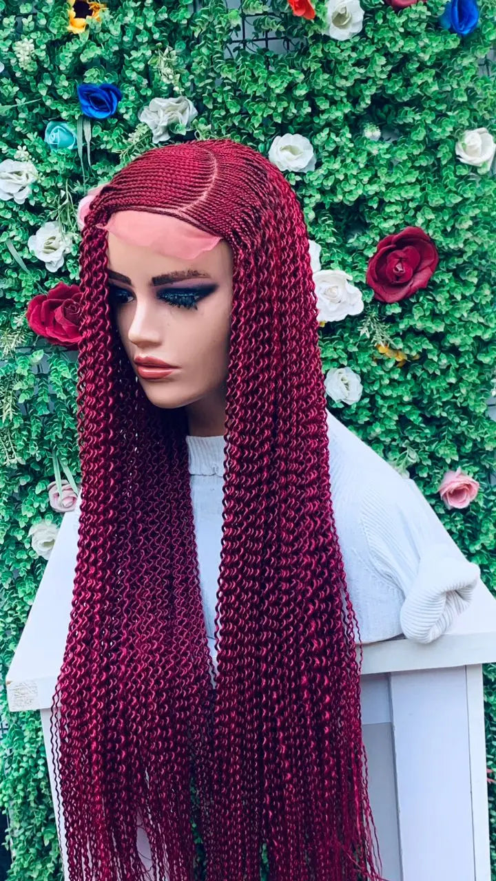 WATERMELON BRAIDED WIGS. Gold Blue Burgundy 40" - d.glitterzwigs