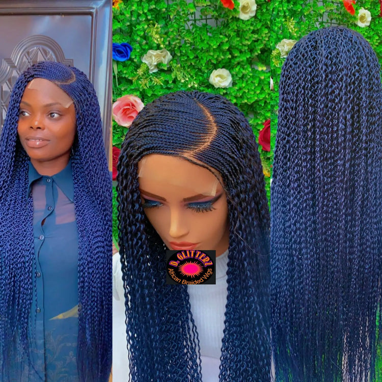 WATERMELON BRAIDED WIGS. Gold Blue Burgundy 40" - d.glitterzwigs