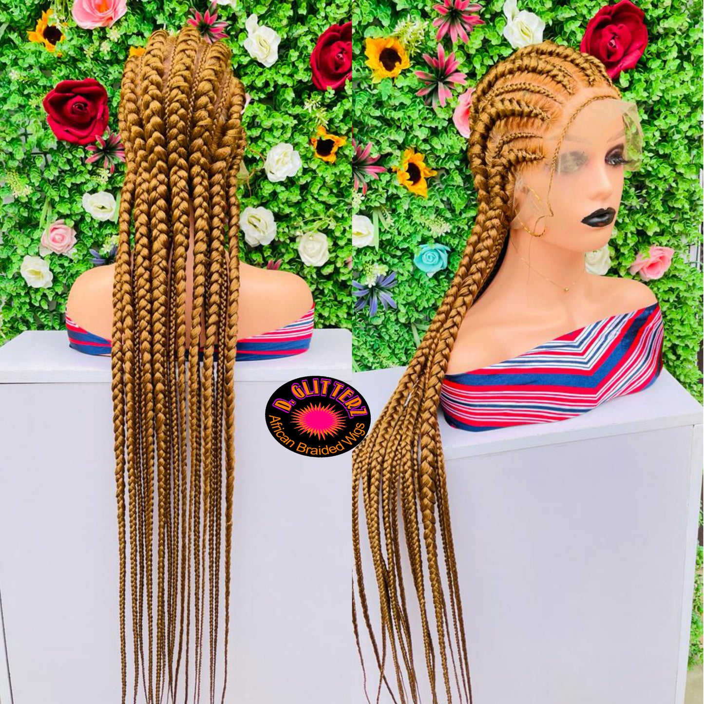 STITCHES ALL BACK BRAIDED WIGS ON FULL LACE CLOSURE 45"