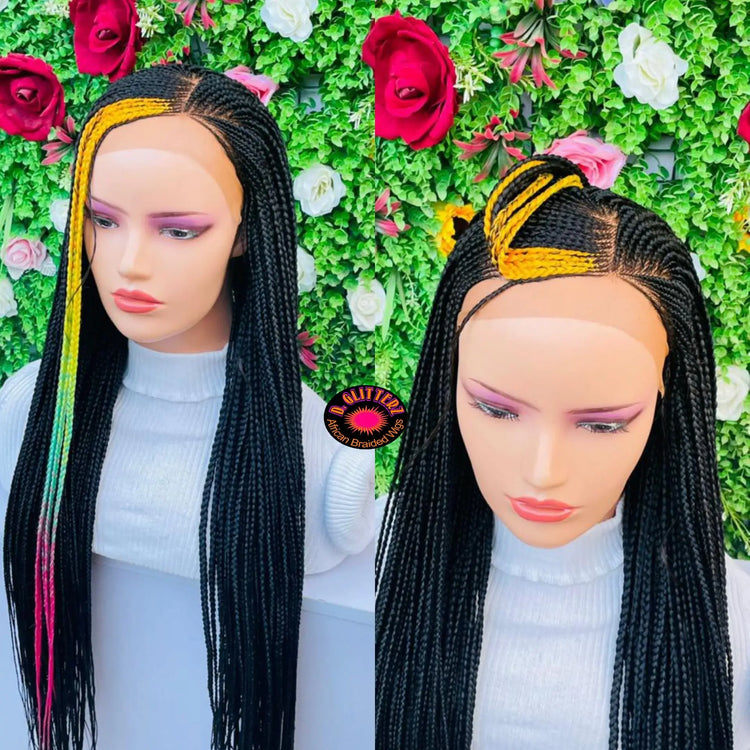 AFRICAN BRAIDED CONROW WIGS ON 13*4 FRONTAL LACE CLOSURE - d.glitterzwigs