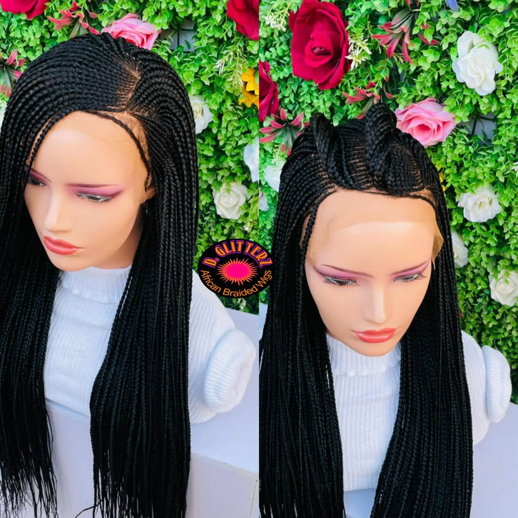 AFRICAN BRAIDED CONROW WIGS ON 13*4 FRONTAL LACE CLOSURE - d.glitterzwigs