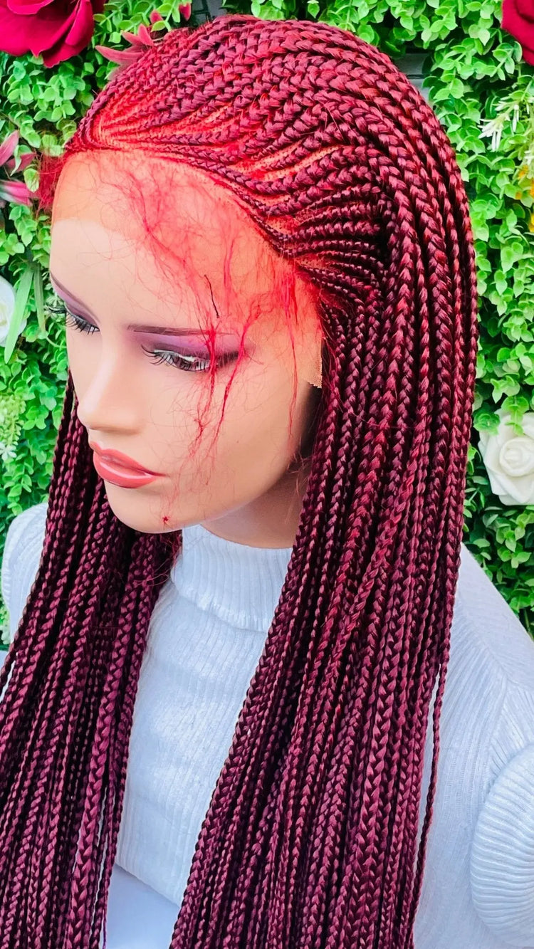 AFRICAN BRAIDED  CONROW WIGS ON 13*4 FRONTAL LACE CLOSURE - d.glitterzwigs