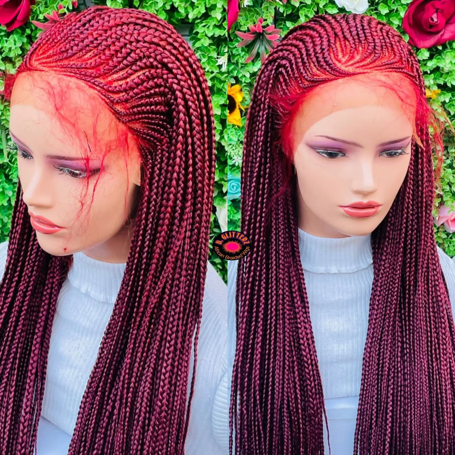 AFRICAN BRAIDED  CONROW WIGS ON 13*4 FRONTAL LACE CLOSURE - d.glitterzwigs