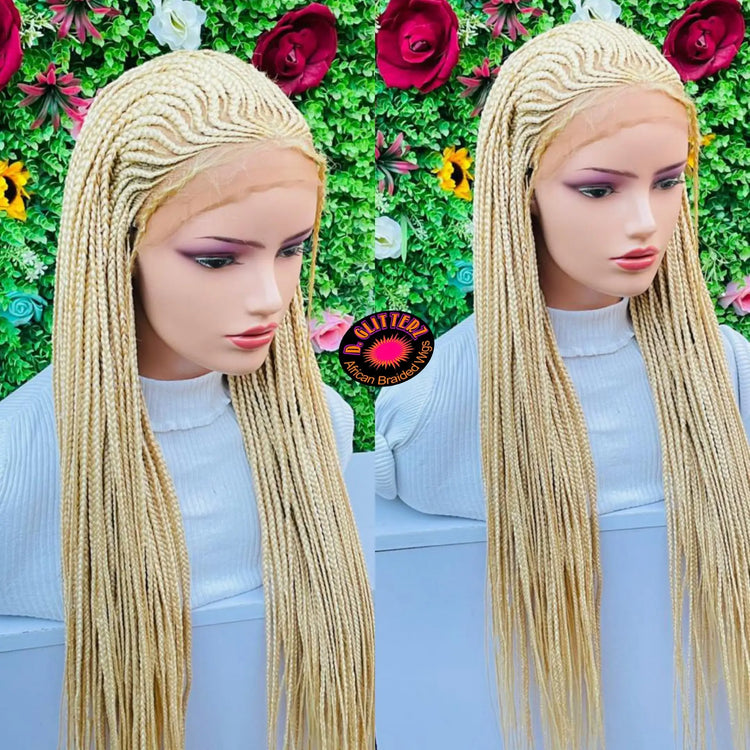 AFRICAN BRAIDED  CONROW WIGS ON 13*4 FRONTAL LACE CLOSURE - d.glitterzwigs