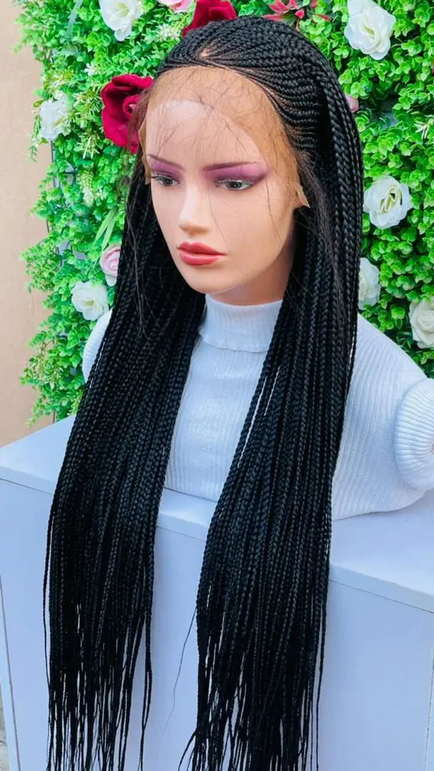 AFRICAN BRAIDED  CONROW WIGS ON 13*4 FRONTAL LACE CLOSURE - d.glitterzwigs
