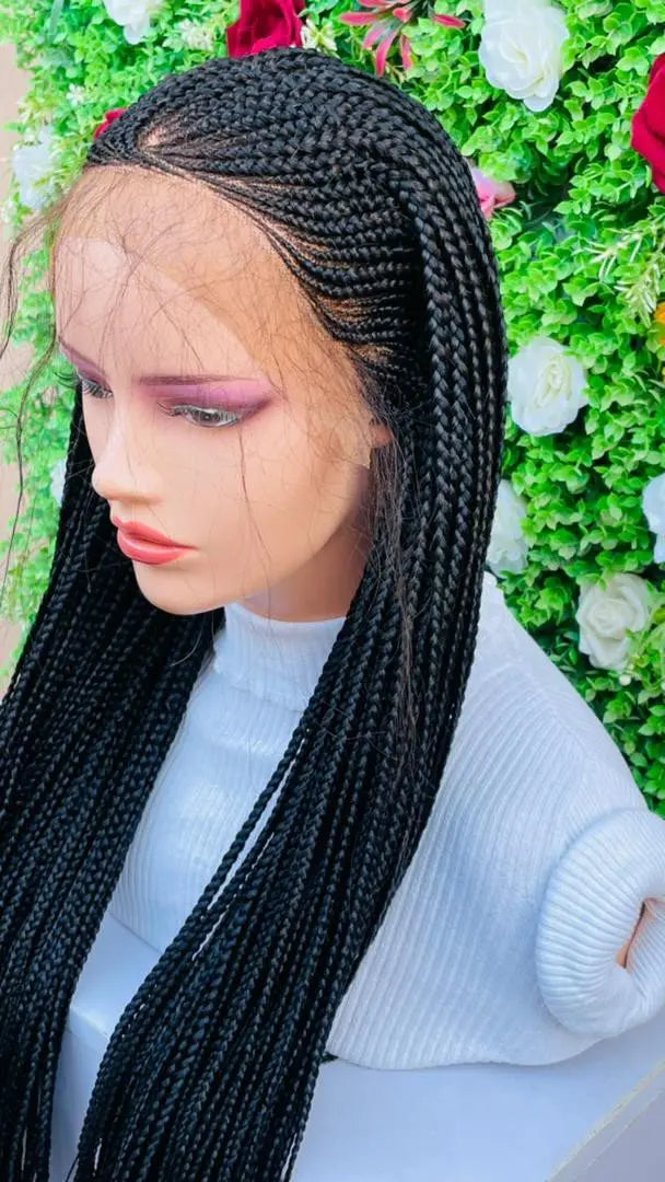 AFRICAN BRAIDED  CONROW WIGS ON 13*4 FRONTAL LACE CLOSURE - d.glitterzwigs