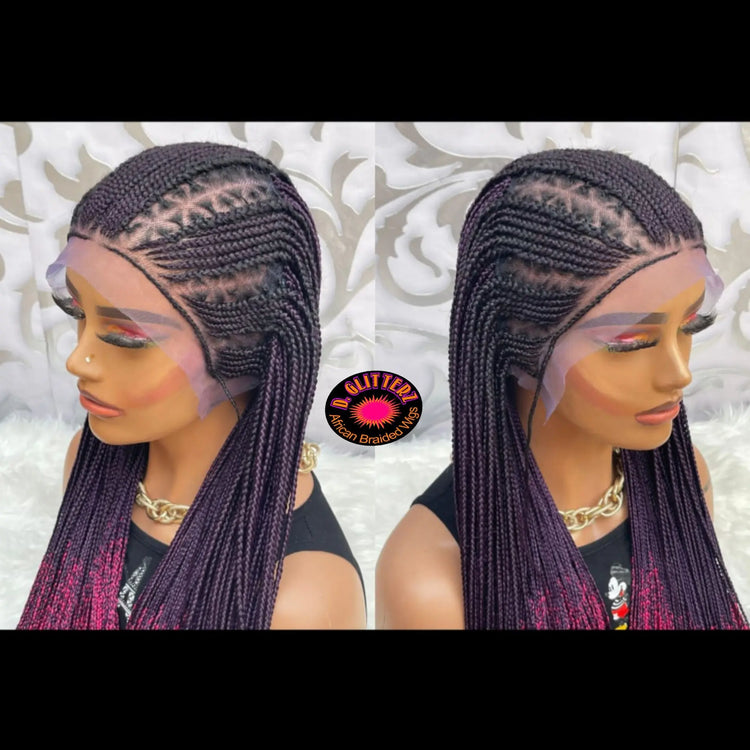 AFRICAN BRAIDED  CONROW WIGS  ON 13*6 LACE CLOSURE - d.glitterzwigs