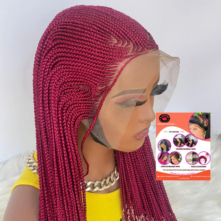 AFRICAN BRAIDED  CONROW WIGS  ON 13*6 LACE CLOSURE - d.glitterzwigs