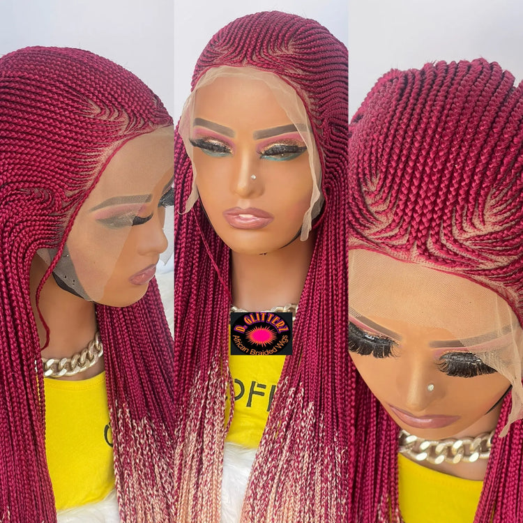 AFRICAN BRAIDED  CONROW WIGS  ON 13*6 LACE CLOSURE - d.glitterzwigs