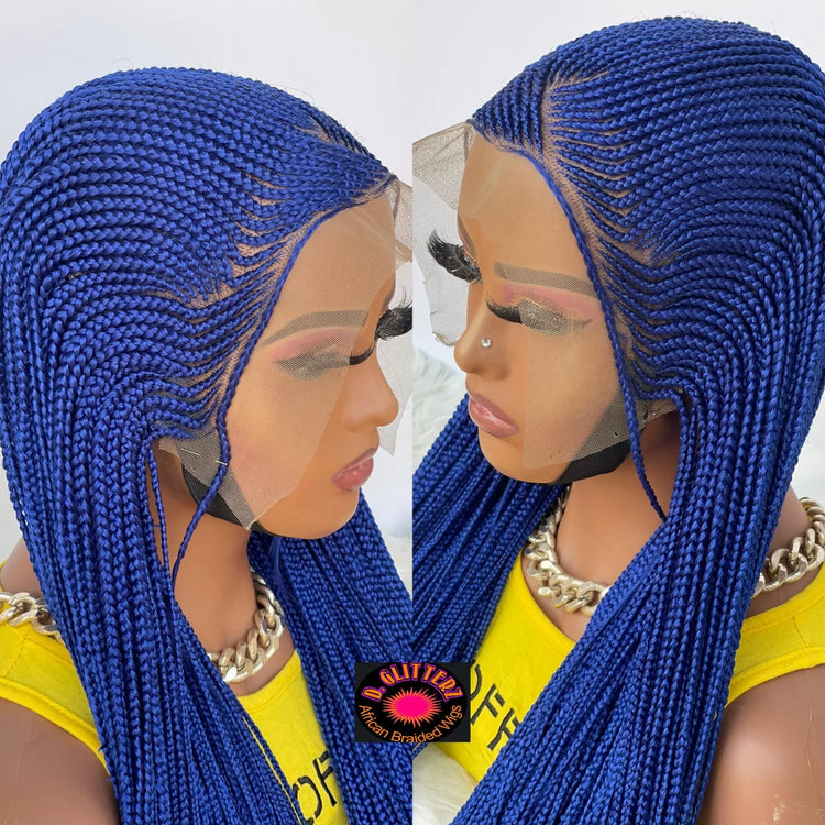 AFRICAN BRAIDED  CONROW WIGS  ON 13*6 LACE CLOSURE - d.glitterzwigs
