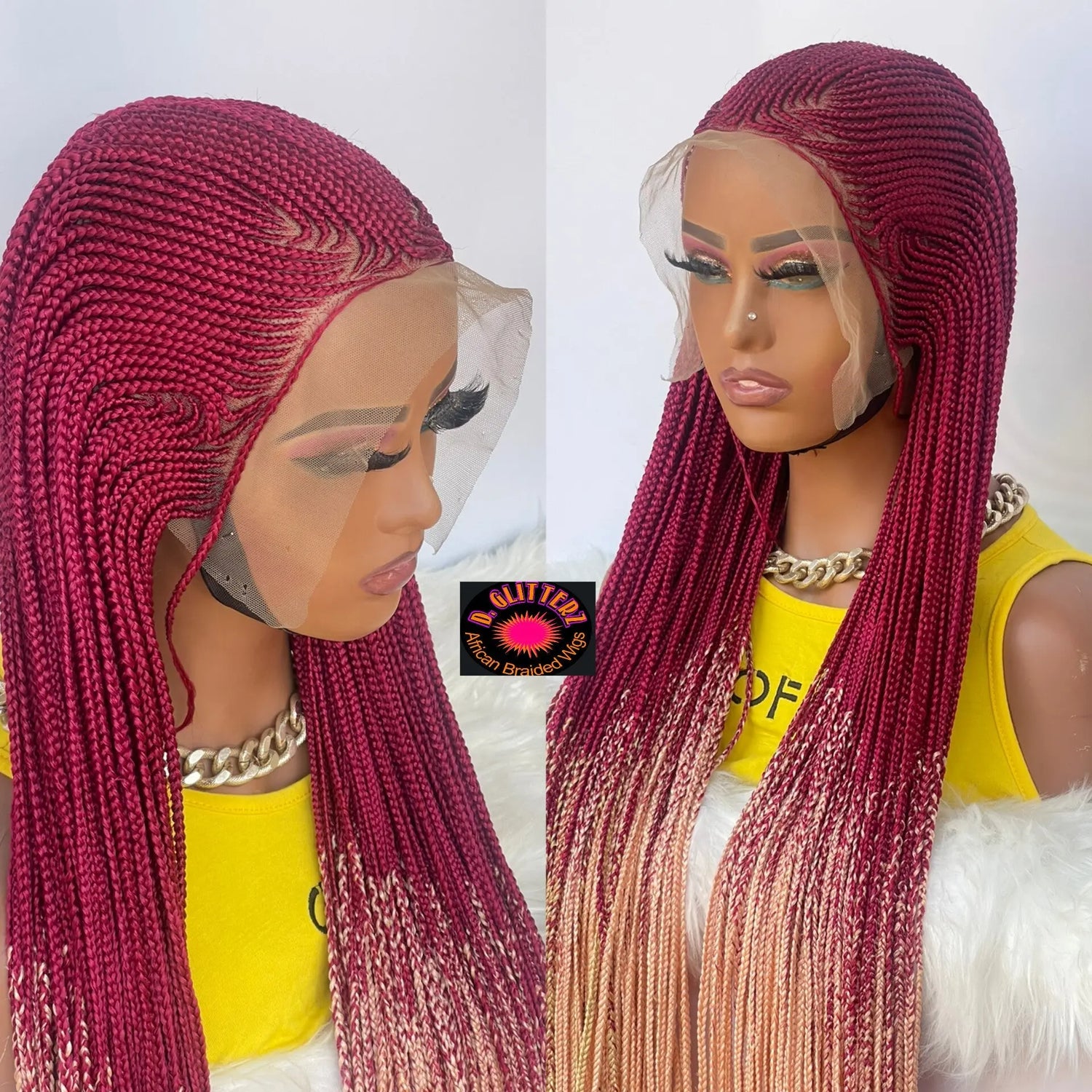 AFRICAN BRAIDED  CONROW WIGS  ON 13*6 LACE CLOSURE - d.glitterzwigs