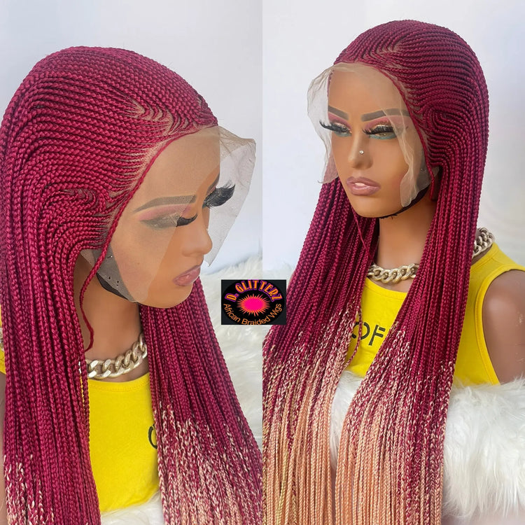 AFRICAN BRAIDED  CONROW WIGS  ON 13*6 LACE CLOSURE - d.glitterzwigs
