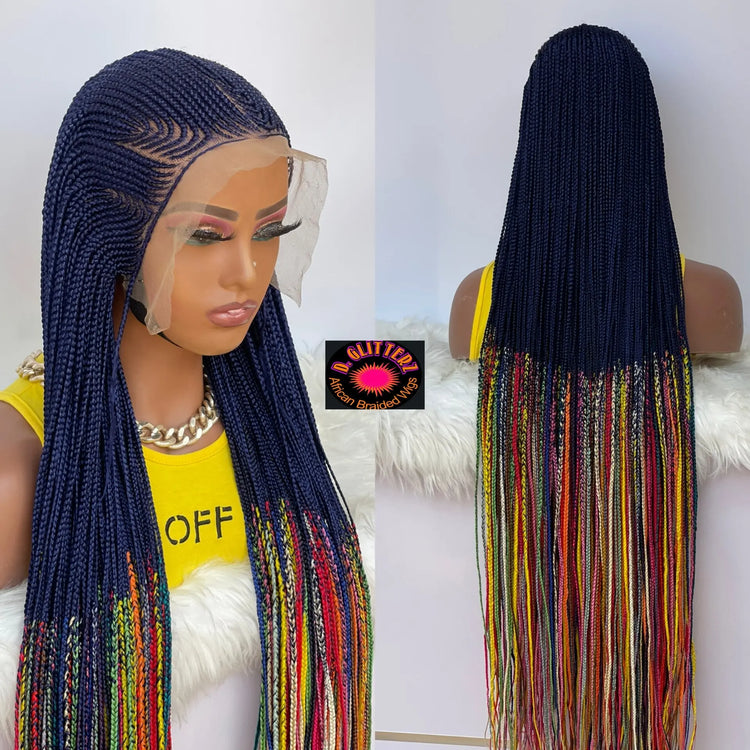AFRICAN BRAIDED  CONROW WIGS  ON 13*6 LACE CLOSURE - d.glitterzwigs
