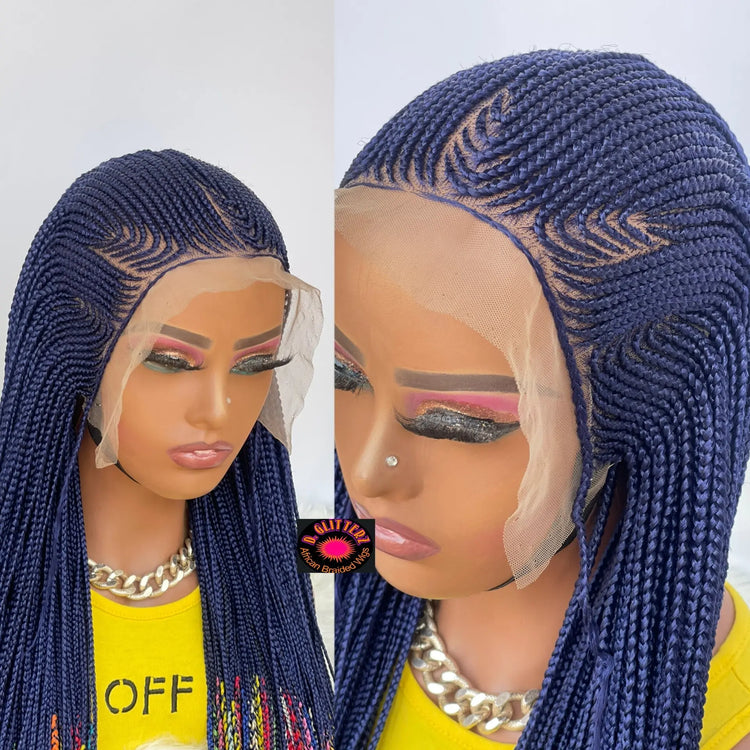 AFRICAN BRAIDED  CONROW WIGS  ON 13*6 LACE CLOSURE - d.glitterzwigs