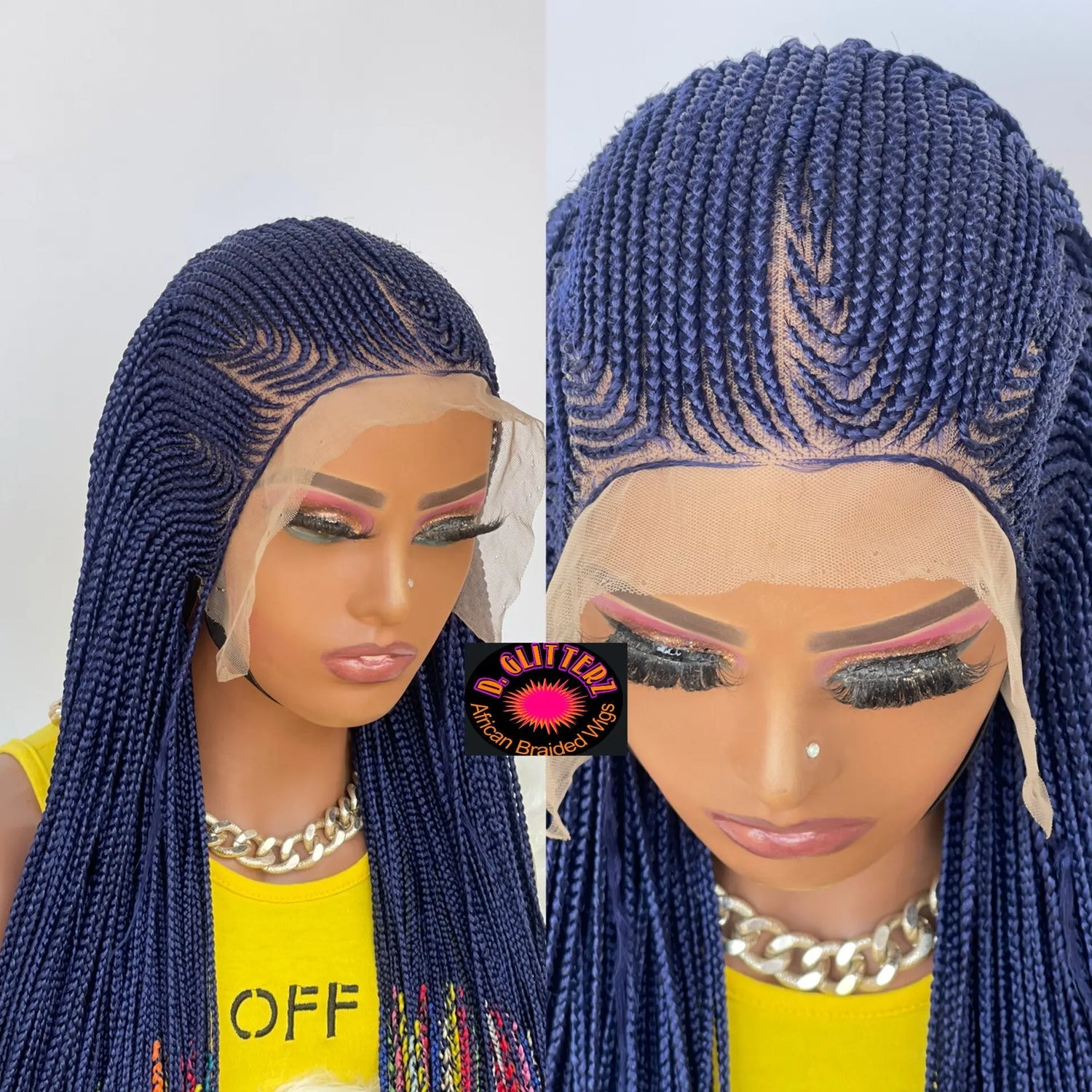 AFRICAN BRAIDED  CONROW WIGS  ON 13*6 LACE CLOSURE - d.glitterzwigs