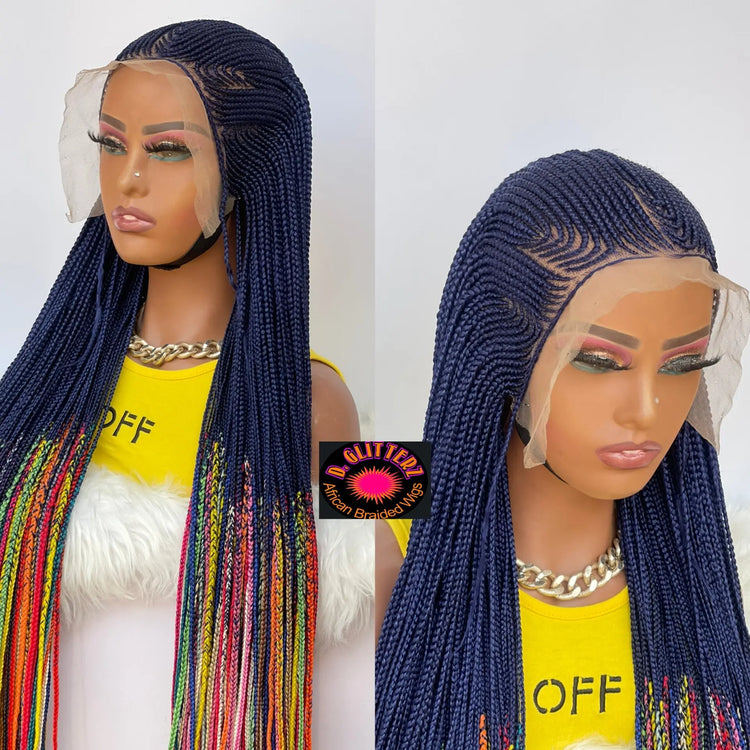 AFRICAN BRAIDED  CONROW WIGS  ON 13*6 LACE CLOSURE - d.glitterzwigs