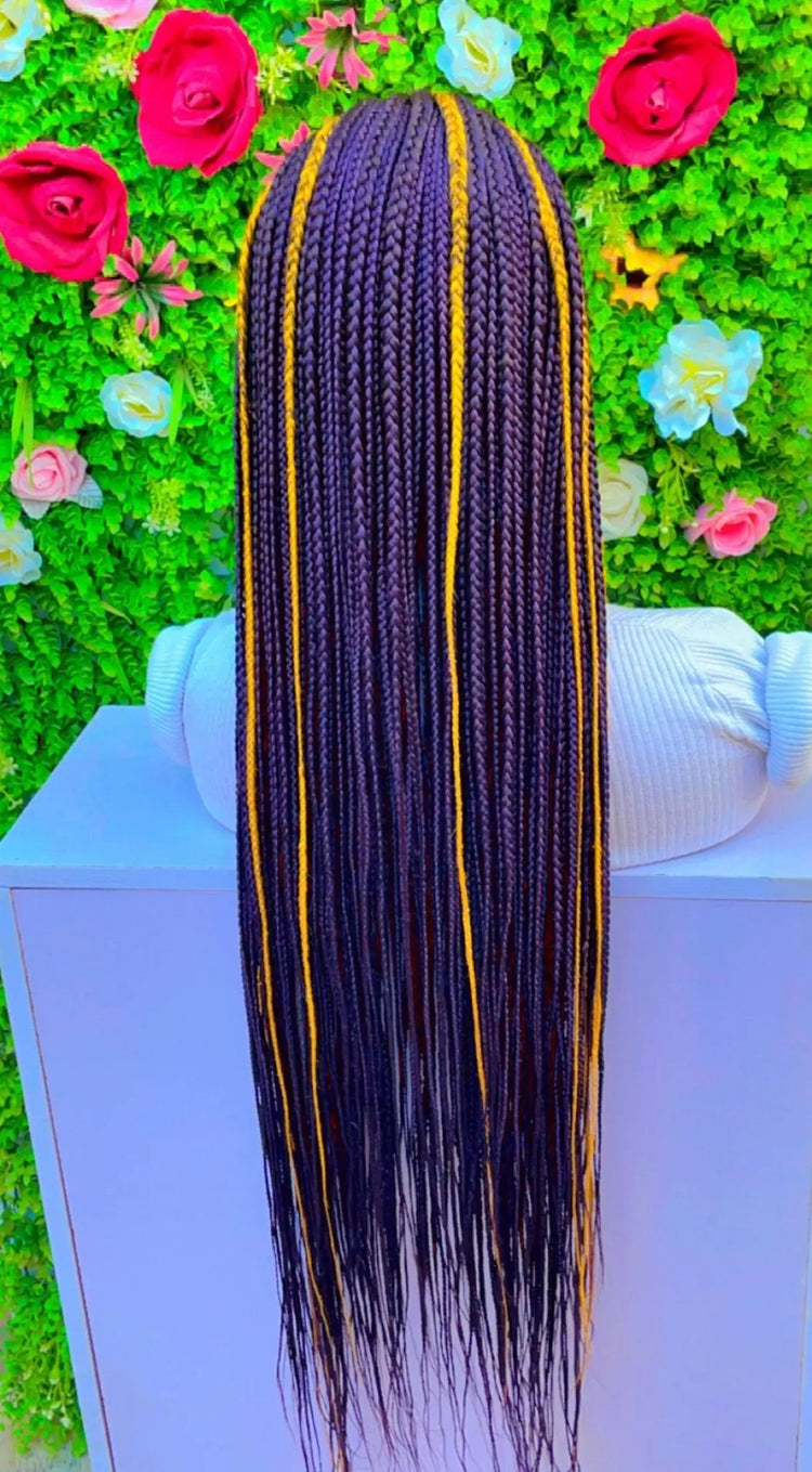 AFRICAN BRAIDED  CONROW WIGS ON  FRONTAL LACE CLOSURE - d.glitterzwigs