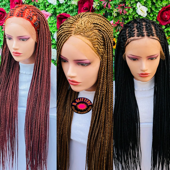 AFRICAN BRAIDED CONROW WIGS ON FRONTAL LACE CLOSURE - d.glitterzwigs