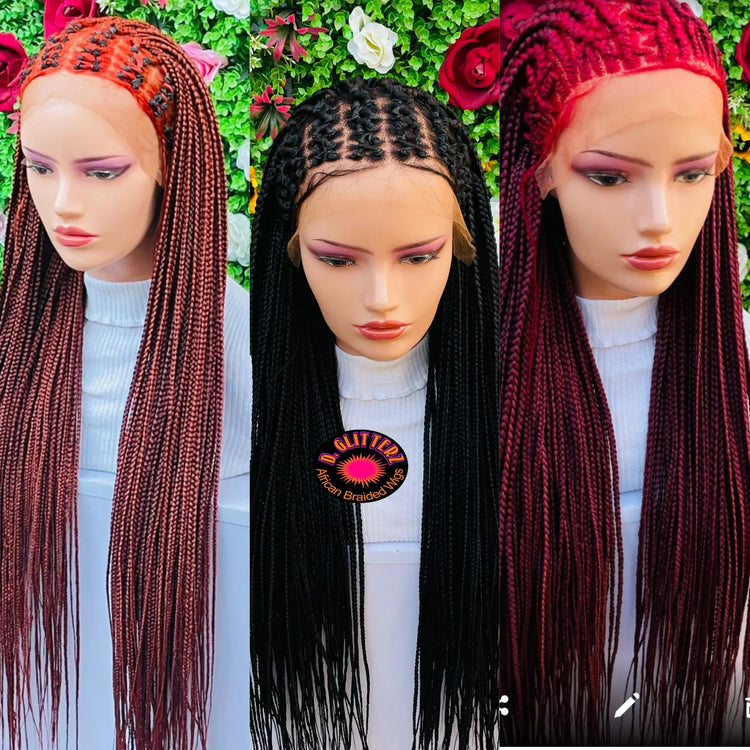 AFRICAN BRAIDED CONROW WIGS ON FRONTAL LACE CLOSURE - d.glitterzwigs