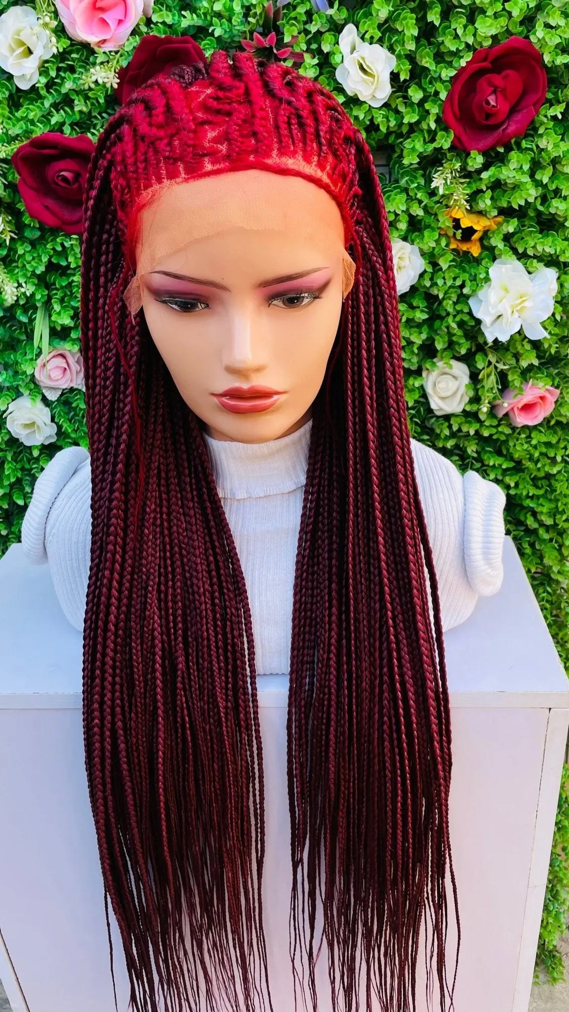 AFRICAN BRAIDED CONROW WIGS ON FRONTAL LACE CLOSURE - d.glitterzwigs