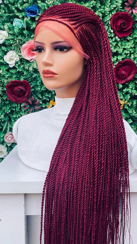 AFRICAN BRAIDED  CONROW WIGS ON FRONTAL LACE CLOSURE - d.glitterzwigs