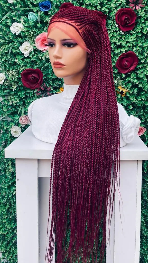 AFRICAN BRAIDED  CONROW WIGS ON FRONTAL LACE CLOSURE - d.glitterzwigs