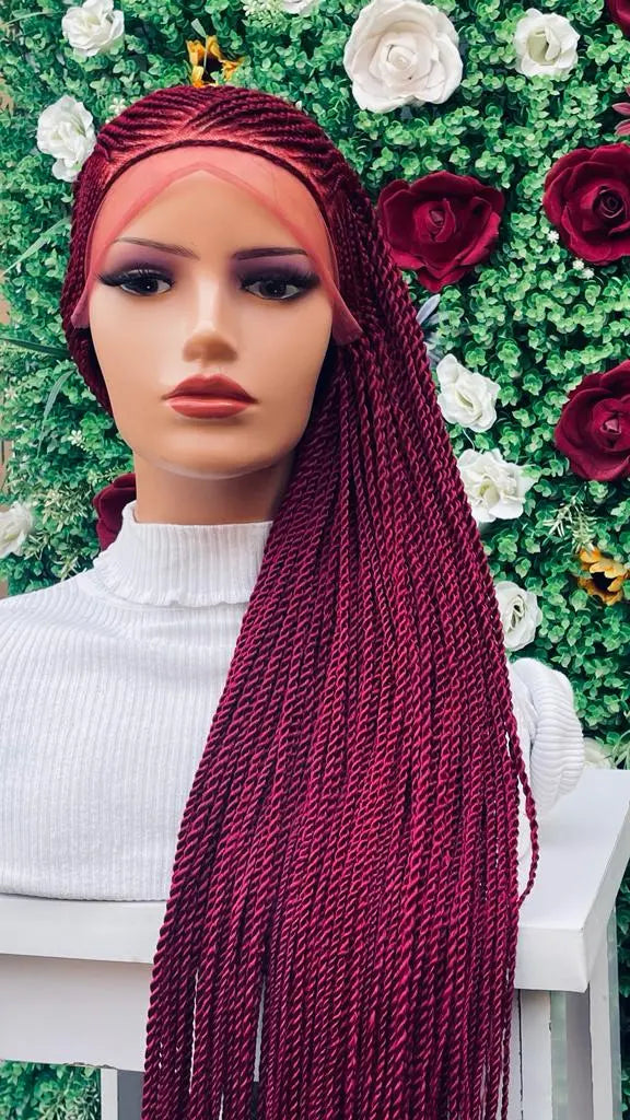 AFRICAN BRAIDED  CONROW WIGS ON FRONTAL LACE CLOSURE - d.glitterzwigs