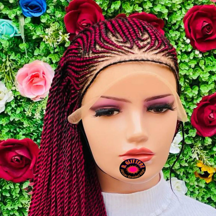 AFRICAN BRAIDED  CONROW WIGS ON  FRONTAL LACE CLOSURE - d.glitterzwigs