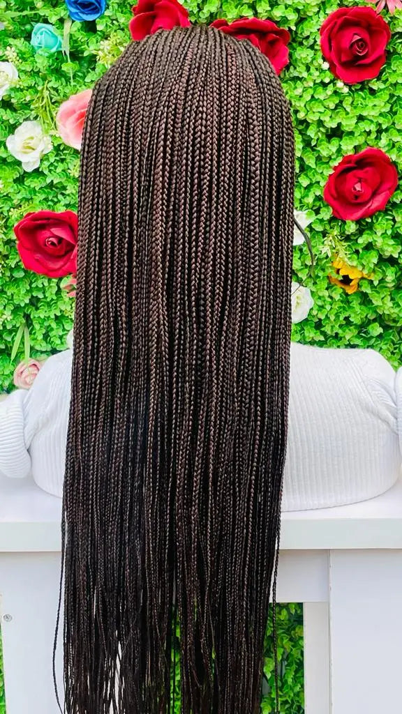 AFRICAN BRAIDED  CONROW WIGS ON FRONTAL LACE CLOSURE - d.glitterzwigs